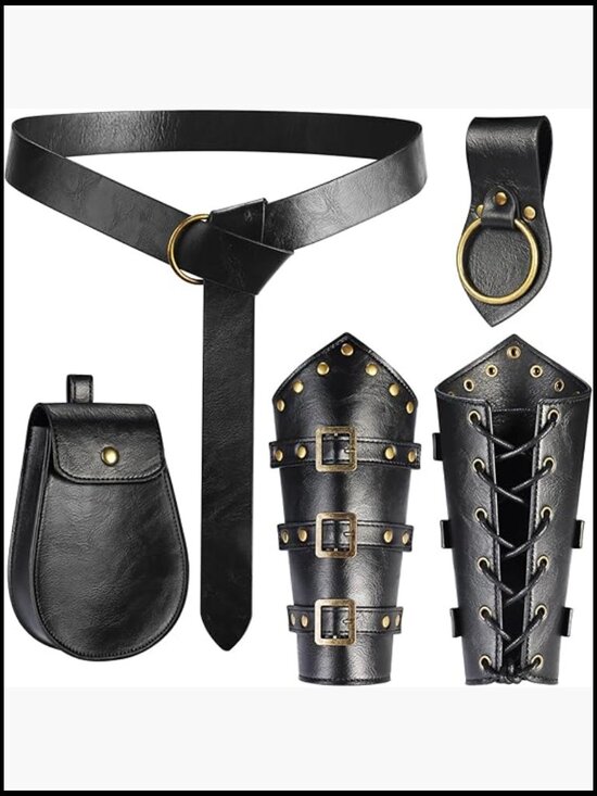 Medieval Viking Belt Bracers Set Renaissance Cosplay Accessories Leather main image 5